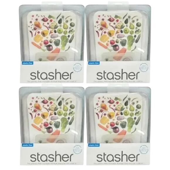 4-Piece Stasher Clear Reusable Food Storage Bags, 8.5"x"10.25x"1.5" - Picture 1 of 7